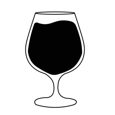 Koyu sıvı anahtar kelimelerle bir brendi bardağının ana hatlarını gösteren şeffaf bir vektör: cam, içecek, içecek, içecek, alkol, brendi, yudum, konyak, şarap, kokteyl, bar, kutlama, şeffaf, taslak, basit, ikon, resimleme, grafik, d