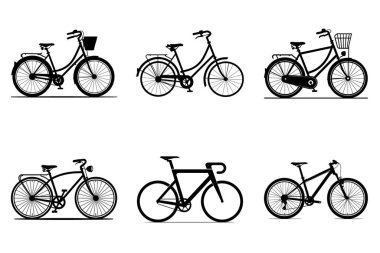 Bisiklet Silüeti Vektör Simgesi Minimum Bisiklet Taşıma Tasarımı. Bisiklet Silueti Resimleri Bisiklet Spor ve Çevre Taşımacılığı Konsepti. Logo ve Yazdırma Tasarımı için Klasik Bisiklet Silueti Siyah Bisiklet Simgesi