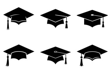 Mezuniyet Kaptan Silueti Vektör Akademik Mortarboard Simgesi Tasarımı. Mezuniyet Şapkası Eğitim ve Seremoni Teması Çizimi. Asgari Mezuniyet Kap Siluet Okul ve Üniversite Mezuniyeti Sembolü