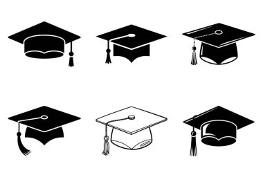 Mezuniyet Kaptan Silueti Vektör Akademik Mortarboard Simgesi Tasarımı. Mezuniyet Şapkası Eğitim ve Seremoni Teması Çizimi. Asgari Mezuniyet Kap Siluet Okul ve Üniversite Mezuniyeti Sembolü