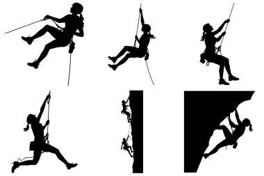 Kaya Tırmanışı Vektör Resimleri Macera, Güç ve Açık Hava Spor Eylemlerini Gösteriyor