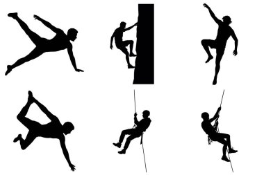 Kaya Tırmanışı Vektör Resimleri Macera, Güç ve Açık Hava Spor Eylemlerini Gösteriyor