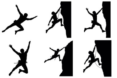 Kaya Tırmanışı Vektör Resimleri Macera, Güç ve Açık Hava Spor Eylemlerini Gösteriyor