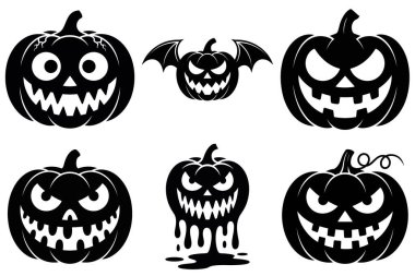 Cadılar Bayramı Balkabağı Silüeti Vektör Görüntü Ürkütücü Jack-O-Lantern ve Sonbahar Tasarımları