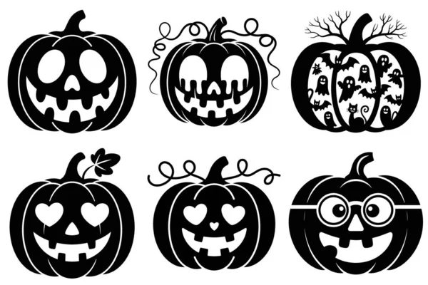 Cadılar Bayramı Balkabağı Silüeti Vektör Görüntü Ürkütücü Jack-O-Lantern ve Sonbahar Tasarımları