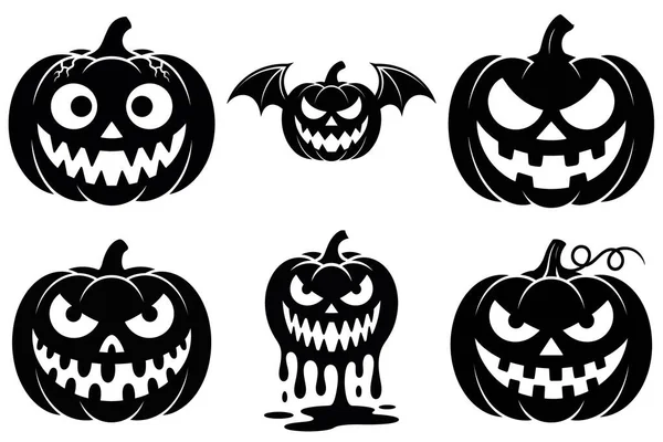 Cadılar Bayramı Balkabağı Silüeti Vektör Görüntü Ürkütücü Jack-O-Lantern ve Sonbahar Tasarımları