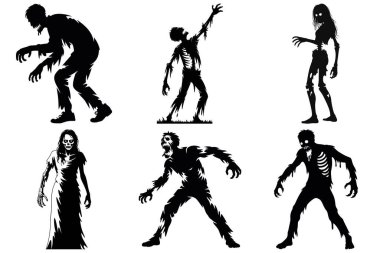 Cadılar Bayramı Zombi Siluet Vektör Çizimi Yaşayan Ölü ve Korku Tasarımları