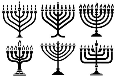 Hanuka Mumları Siluet Vektör İllüstrasyon Paketi (124- Musevi Işık Vektörleri Festivali)