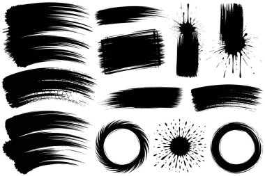 Grunge Fırça Fırçası Boya Vektörü İllüstrasyon Çubuğu (124; Sert Doku ve Sanatsal Vuruşlar)