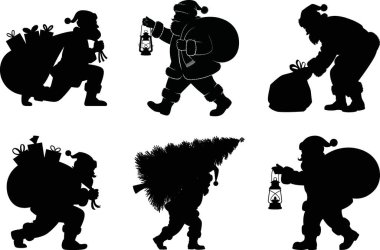 Noel Baba Siluet Vektör Paketi Noel Baba Clipart & Tatil Çizimi