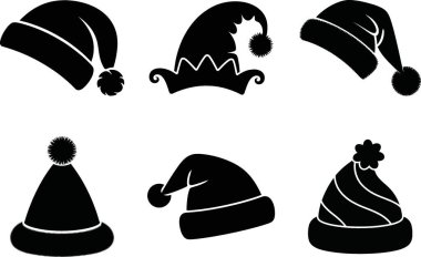 Noel Şapkası Siluet Vektör Paketi Noel Şapkası Clipart & Tatil Dekorasyonu Ayarları