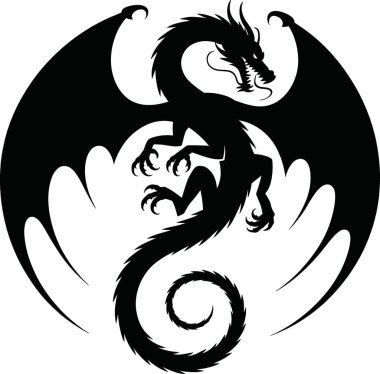 Saldırgan bir siyah-beyaz Yin Yang sembolü vahşi bir ejderha ve dengeli bir uyum içinde birbirine dolanmış güçlü bir yılan. Bu zarif vektör illüstrasyonunda karmaşık çizgi sanatı sergileniyor. Markalaşma, logolar ve dövmeler için mükemmel..