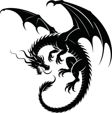 Kükremenin ortasında, dinamik hareketler ve güçlü enerji sergileyen vahşi bir ejderhanın çarpıcı siyah beyaz çizgili sanat vektör çizimi. Fantezi temalı projeler, oyun tasarımı, kitap kapakları veya sanatsal markalaşma için mükemmel.