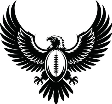 Bu çarpıcı vektör illüstrasyonunda klasik defne çelengi tasarımı ile çevrelenmiş, genişleyen kanatları olan cesur bir kartal kafası amblemi bulunur. Yüksek kontrastlı siyah-beyaz sanat eserleri güç, güç ve zafer taşır ve bunu kurumlar için ideal kılar..