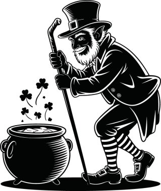 Bu canlı vektör illüstrasyonunda uzun beyaz sakallı neşeli bir cadılar bayramı cadısı büyük bir kazanda köpüren sihirli iksiri canlandırıyor. Sahne, yüzen sihirli yıldızların yer aldığı neşeli ve ürkütücü bir atmosferle dolu..