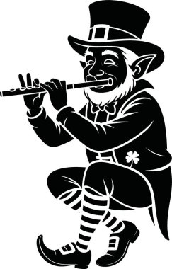 Bu canlı vektör illüstrasyonunda eğlenceli bir şekilde klarnet çalan esrarengiz bir sihirbaz palyaço karakteri yer alıyor. Silindir şapka, çizgili pantolon ve neşeli bir ifadeyle, bu tasarım nostaljik, sirkten esinlenilmiş bir cazibe yayıyor..