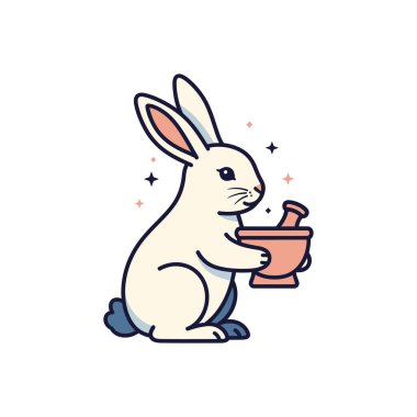 Çekici tavşan karakteri, saksı ekmeye hazır.