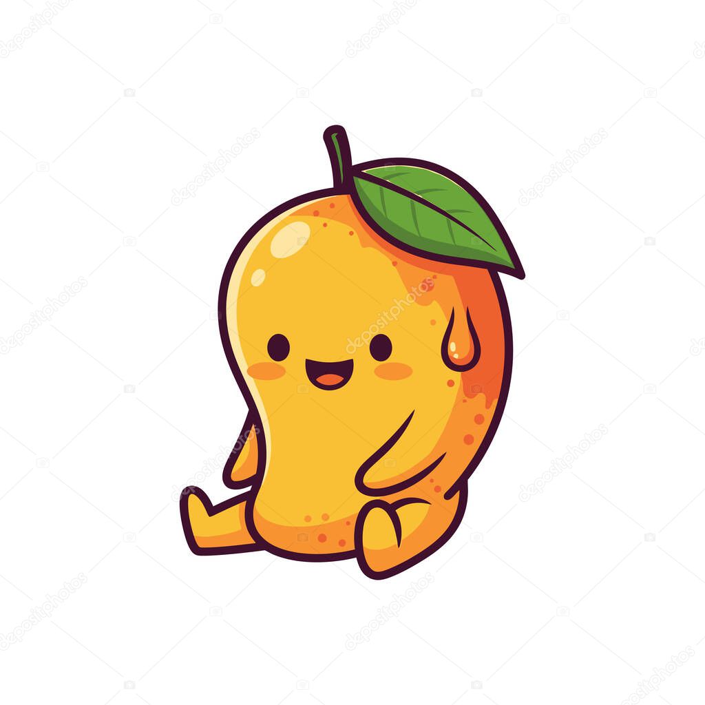 Playful orange cartoon figure resting with a cheerful expression and tiny limbs
