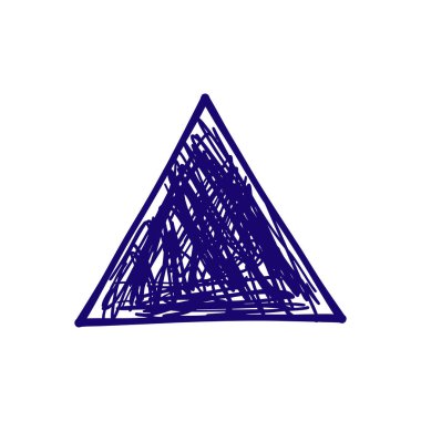 El çizimi mavi karalanmış üçgen şekil çizimi