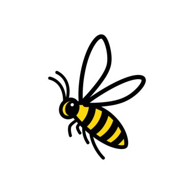 Çizgi film sarı ve siyah çizgili arı çizimi basit sevimli böcek