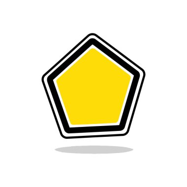 Çift ana hatlı ve ince gölgeli basit sarı beşgen rozet simgesi