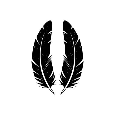 Aynalı siluette iki siyah kuş tüyü