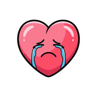 Pembe kalpli karikatür karikatürü hüznü ifade eden mavi gözyaşlarıyla ağlıyor.