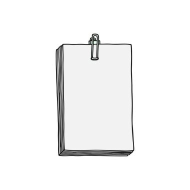 Metal bir ataç ile tutturulmuş boş kağıt sayfaları yığını