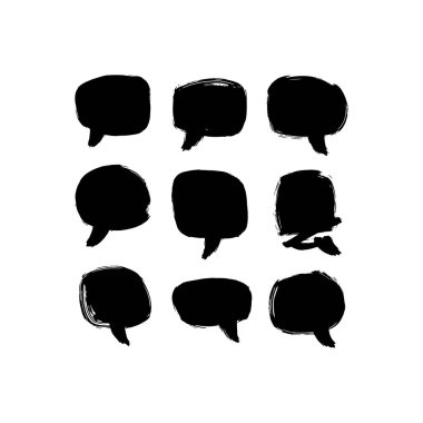 Dokuz el fırça darbesi şeklinde siyah konuşma balonu simgeleri