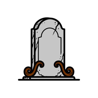 Çizgi film stili dekoratif mezar taşı mezar taşı çizimi