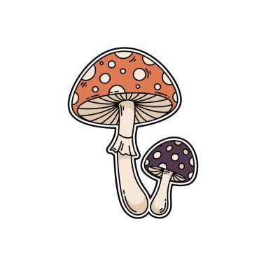 Benekli mantar kapaklı tuhaf bir el çizimi.