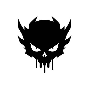 Damlama efektli stilize edilmiş siyah boynuzlu kafatası