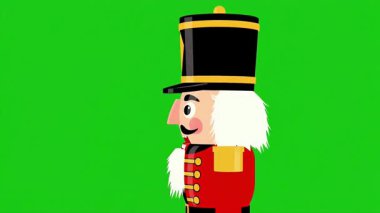 Canlandırılmış fındıkkıran askerini tatil bileşimi ve şenlikli video projeleri için yeşil ekrana bağlıyorum.