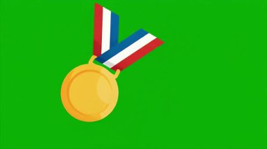 Yeşil ekran arka planında altın madalyanın döngüsü