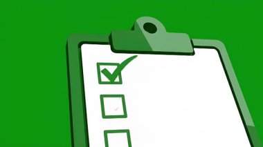 Tamamlanmış görevleri gösteren çoklu yeşil işaretli canlandırılmış yeşil pano kontrol listeleri