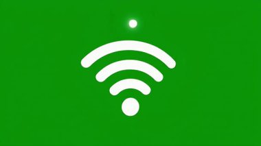 Yenilikçi bir dairesel gösterge gösteren yeşil bir arkaplanda canlandırılmış wifi sinyali yükleme simgesi