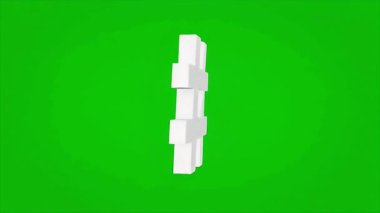 Sosyal medya ve tasarım için krom anahtar yeşil arkaplan üzerinde dönen üç boyutlu beyaz hashtag çevriliyor