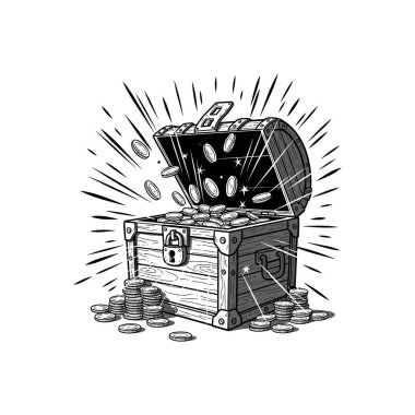 Ana konu altın ve mücevherlerle dolu antik bir hazine sandığını gösteriyor.