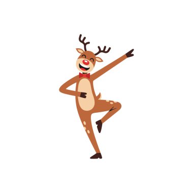 Neşeli animasyon ren geyiği neşeli bir dans sergiliyor