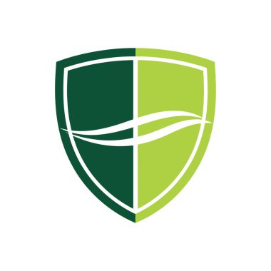 Bölünmüş yeşillikleri ve beyaz dalga çizgisi olan stilize kalkan amblemi.