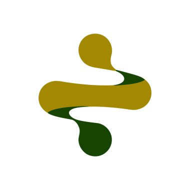 Altın ve yeşil şekilli soyut iç içe geçmiş kurdele logosu tasarımı