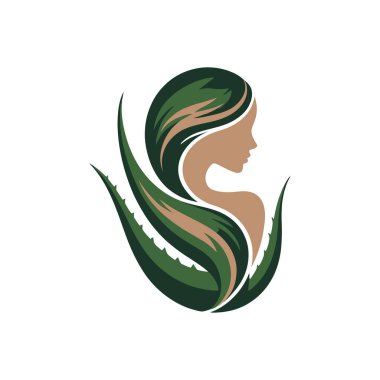 Yeşil yapraklarla sarmalanmış bir kadın siluetinin minimalist portresi