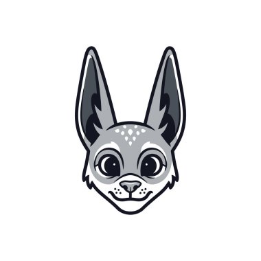 Çizgi film tilkisinin kafasının ön görüntüsü. Büyük kulakları ve dostça ifadesi var.