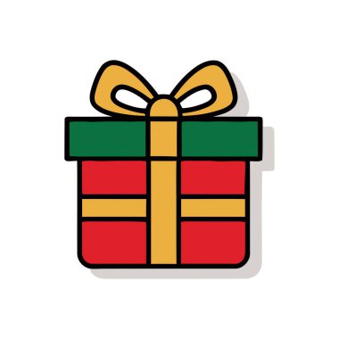 Kırmızı kurdeleli, bayram kutlamaları için mükemmel bir Noel hediyesi kutusu..