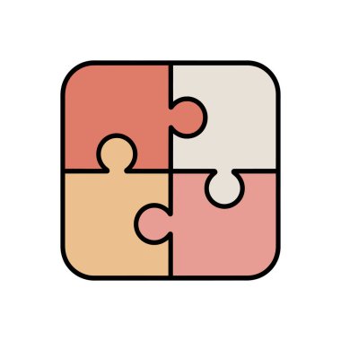 Bir kare oluşturmak için dört yapboz parçasının basit bir grafik çizimi.