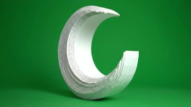 Eşsiz beyaz hilal bir nesne dokulu, katmanlı bir yüzeye sahiptir. Canlı yeşil ekran arkaplanı üzerinde pürüzsüzce döner, birleşik ekran için mükemmeldir..