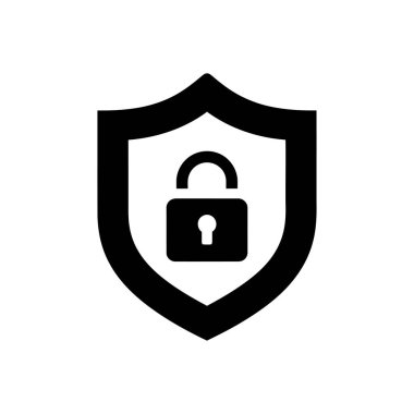 Güvenlik ve korumayı sembolize eden asma kilit simgesi ile kalkan