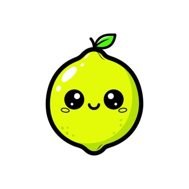 Sarı limon çizgi film karakteri, iri, yuvarlak gözlü, neşeli yüzlü.