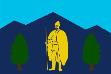 Lerik bayrağı, Azerbaycan 'ın güneyindeki Lerik Rayon' un başkentidir. Vektör illüstrasyonu