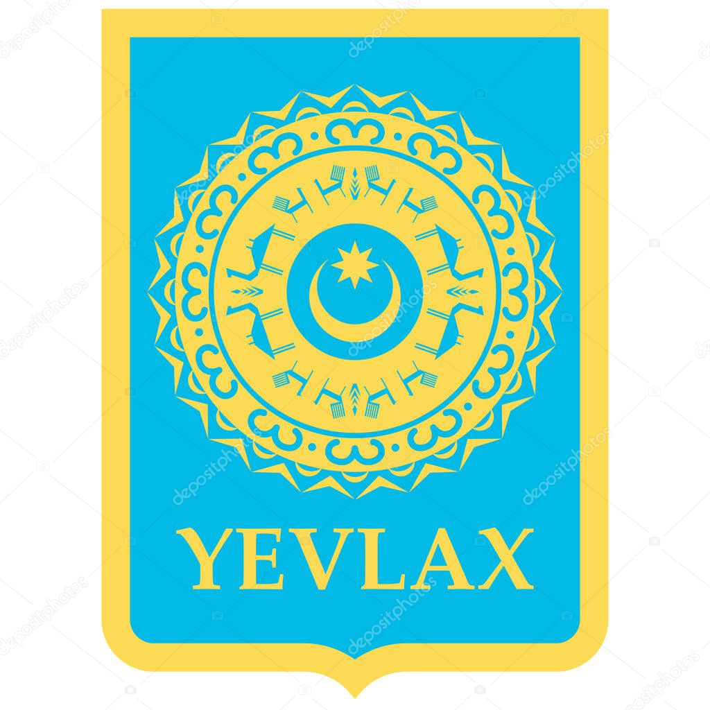 Coat of arms of Yevlakh is a city in Azerbaijan. Vector illustration